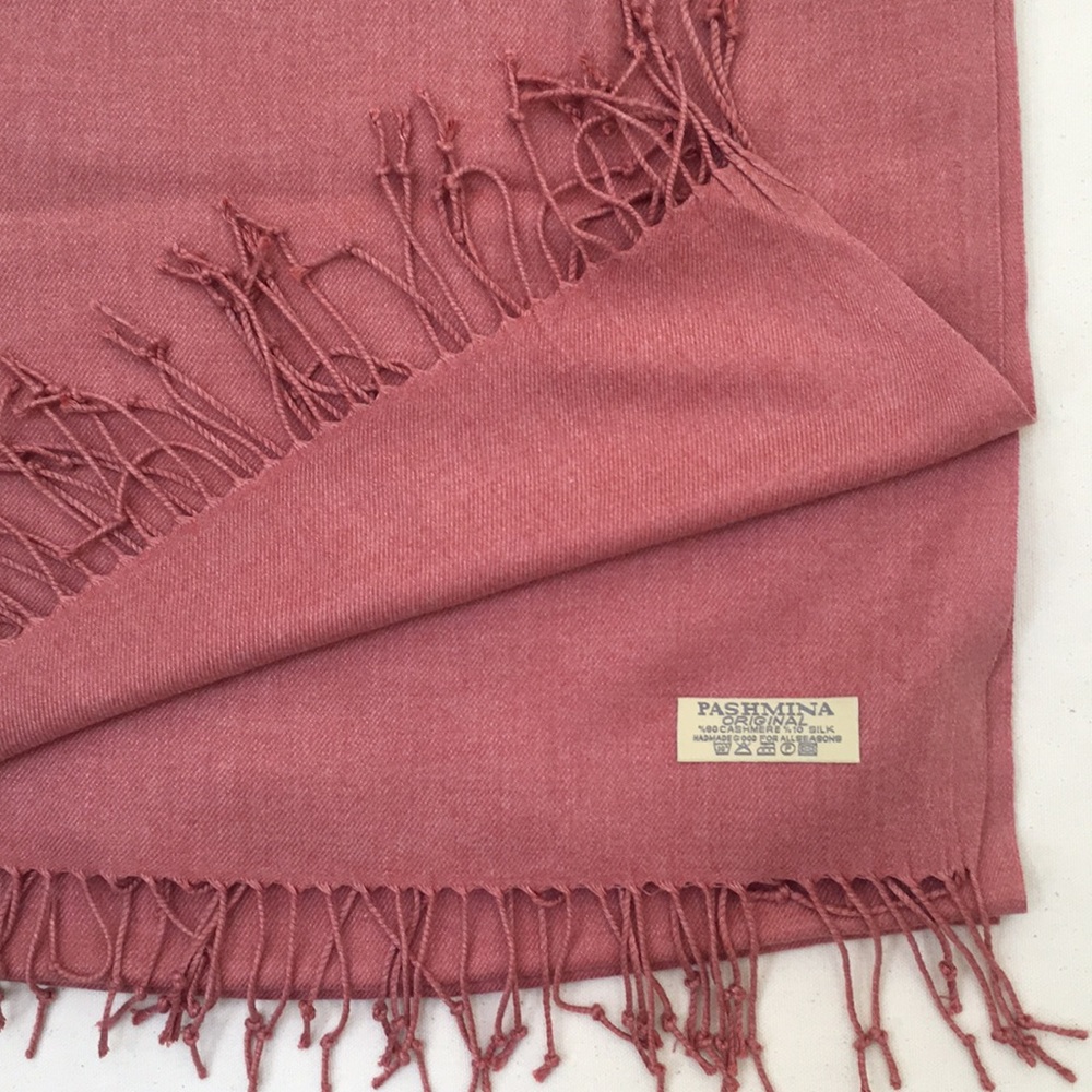 Dusty Rose Blush Pashmina Silk Cashmere Shawl